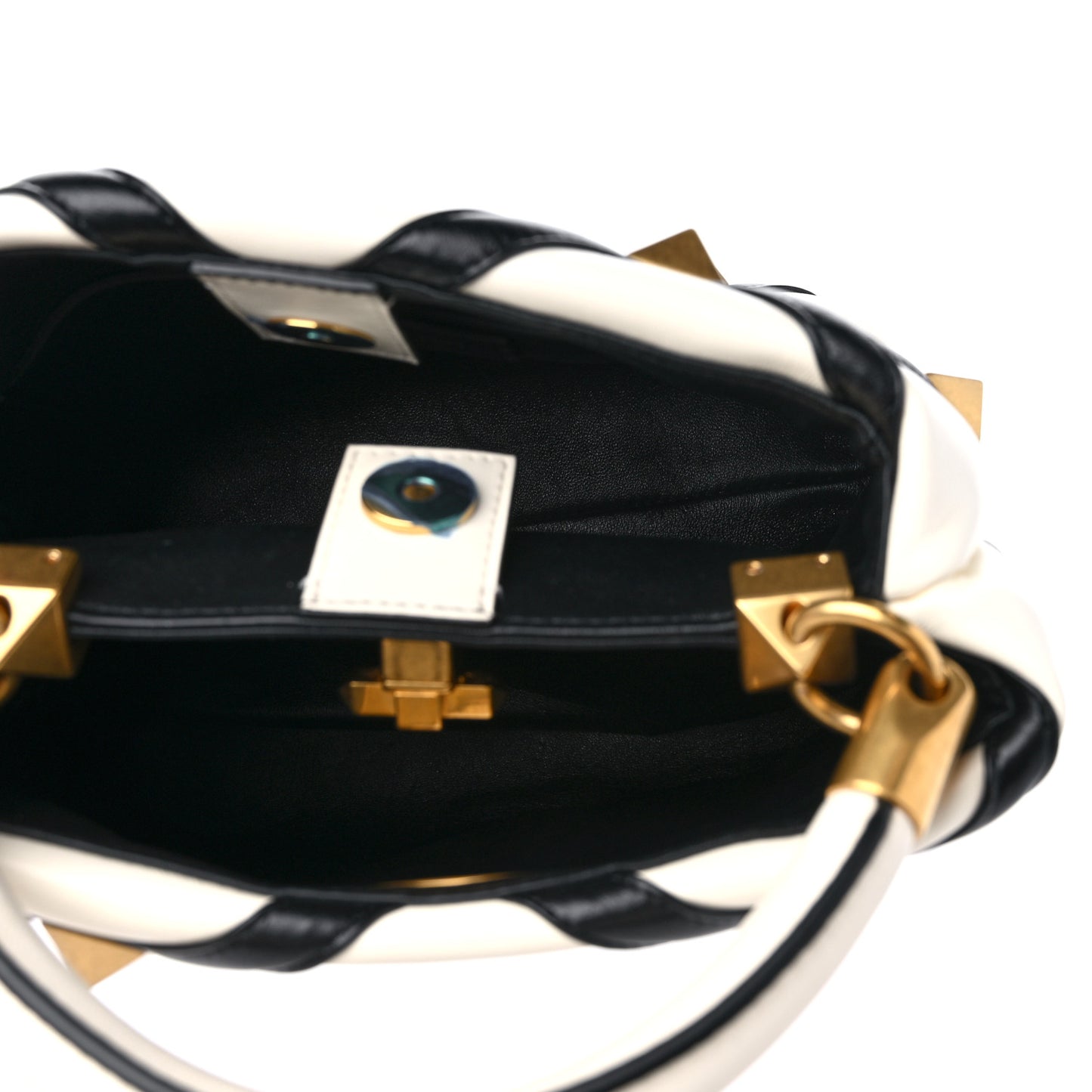 Nappa Small Roman Stud The Handle Bag Ivory Black