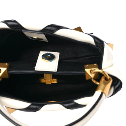 Valentino Garavani Nappa Small Roman Stud The Handle Bag Ivory Black 5 of 8