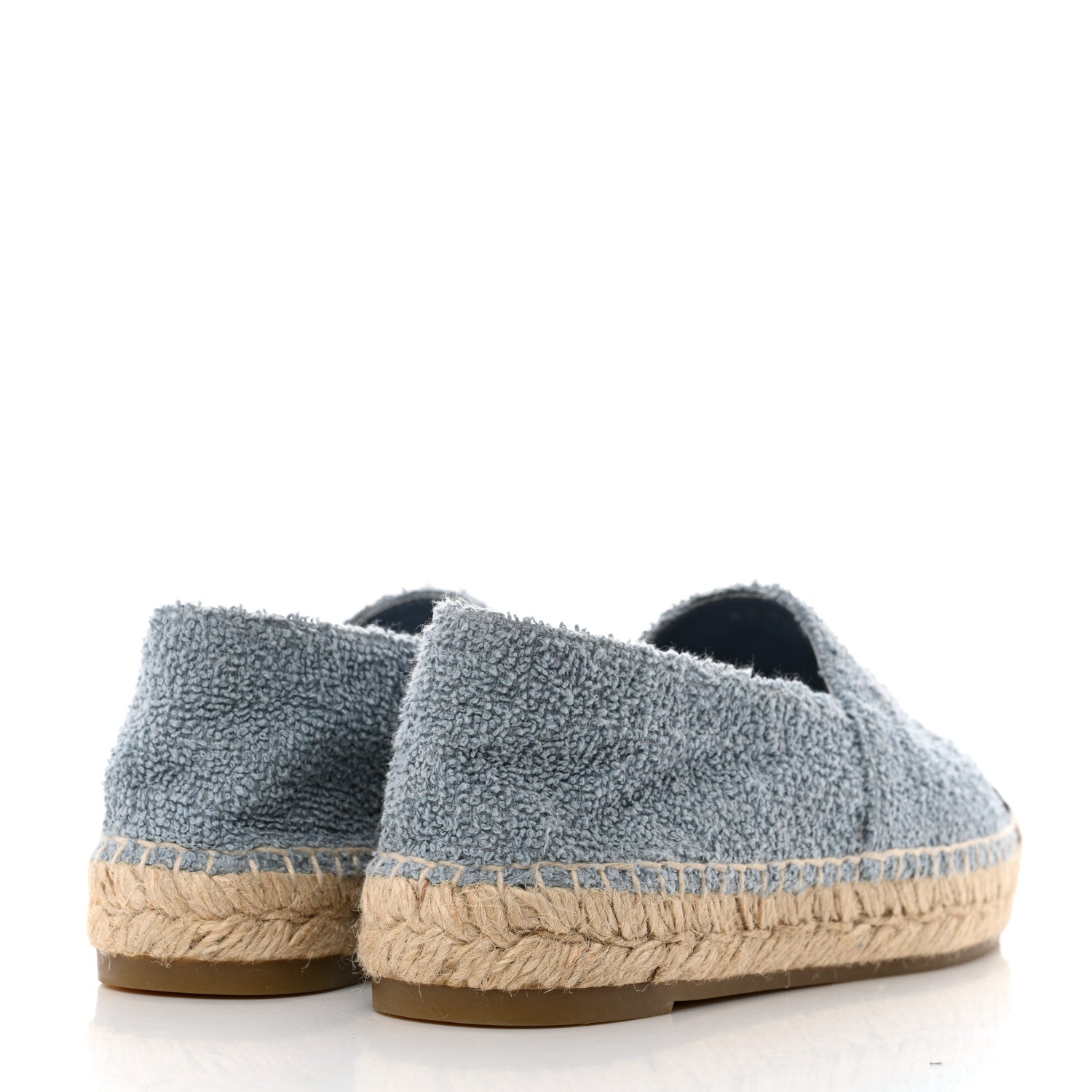 Chanel Fabric Grosgrain CC Espadrilles 38 Blue Light Gray Black 3 of 8