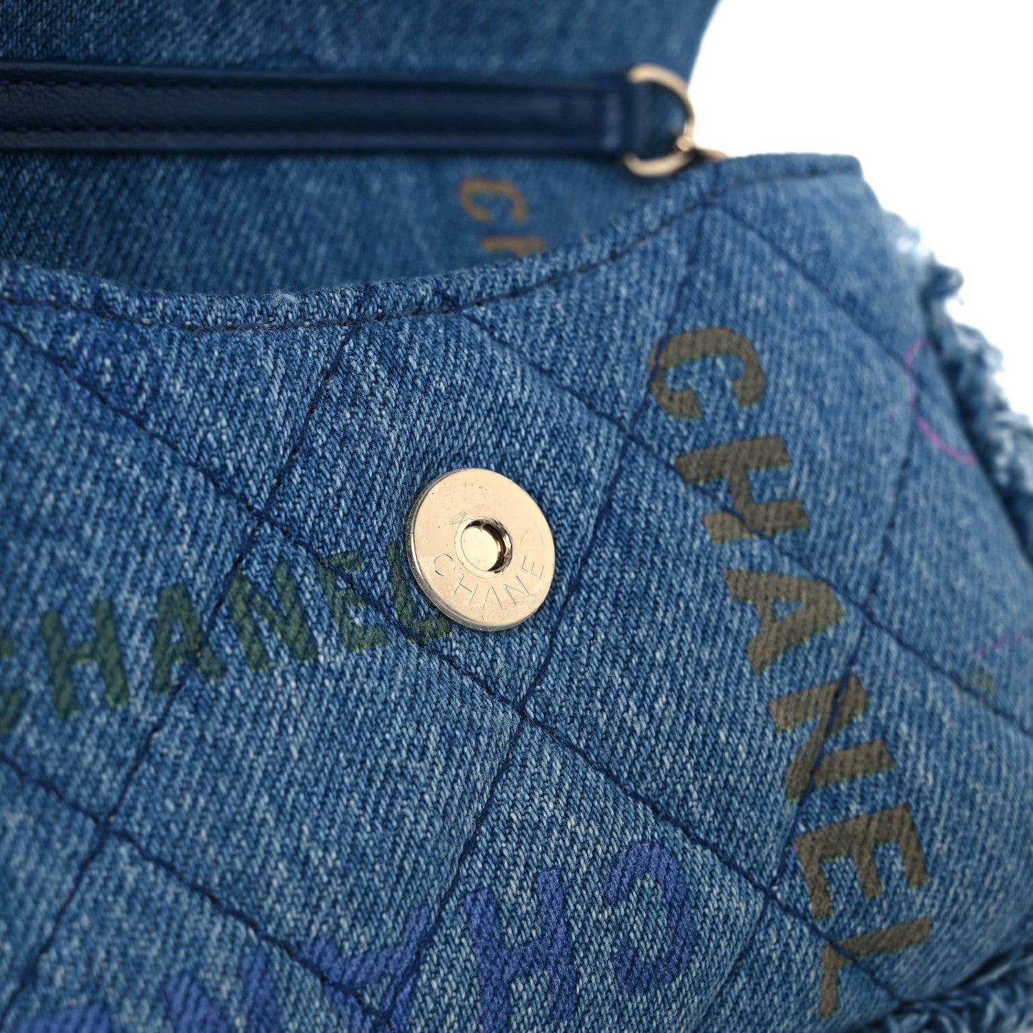 Chanel Denim Quilted Denim Mood Clutch With Chain Blue Multicolor 18 of 19