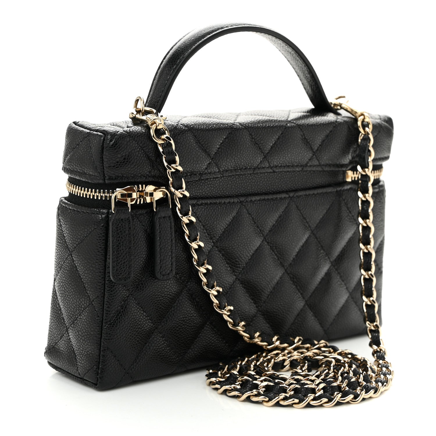 Chanel Caviar Quilted Top Handle Slim Vanity With Chain Black 3 of 11