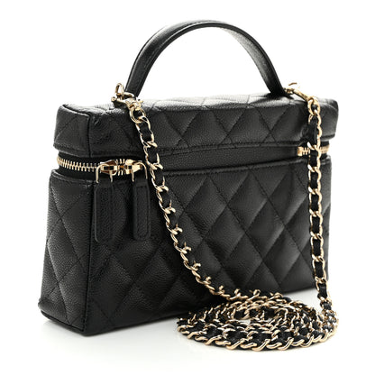 Chanel Caviar Quilted Top Handle Slim Vanity With Chain Black 3 of 11