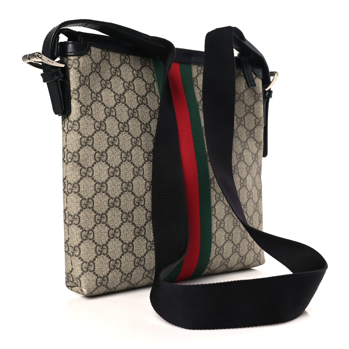 GG Supreme Monogram Web Messenger Bag Black