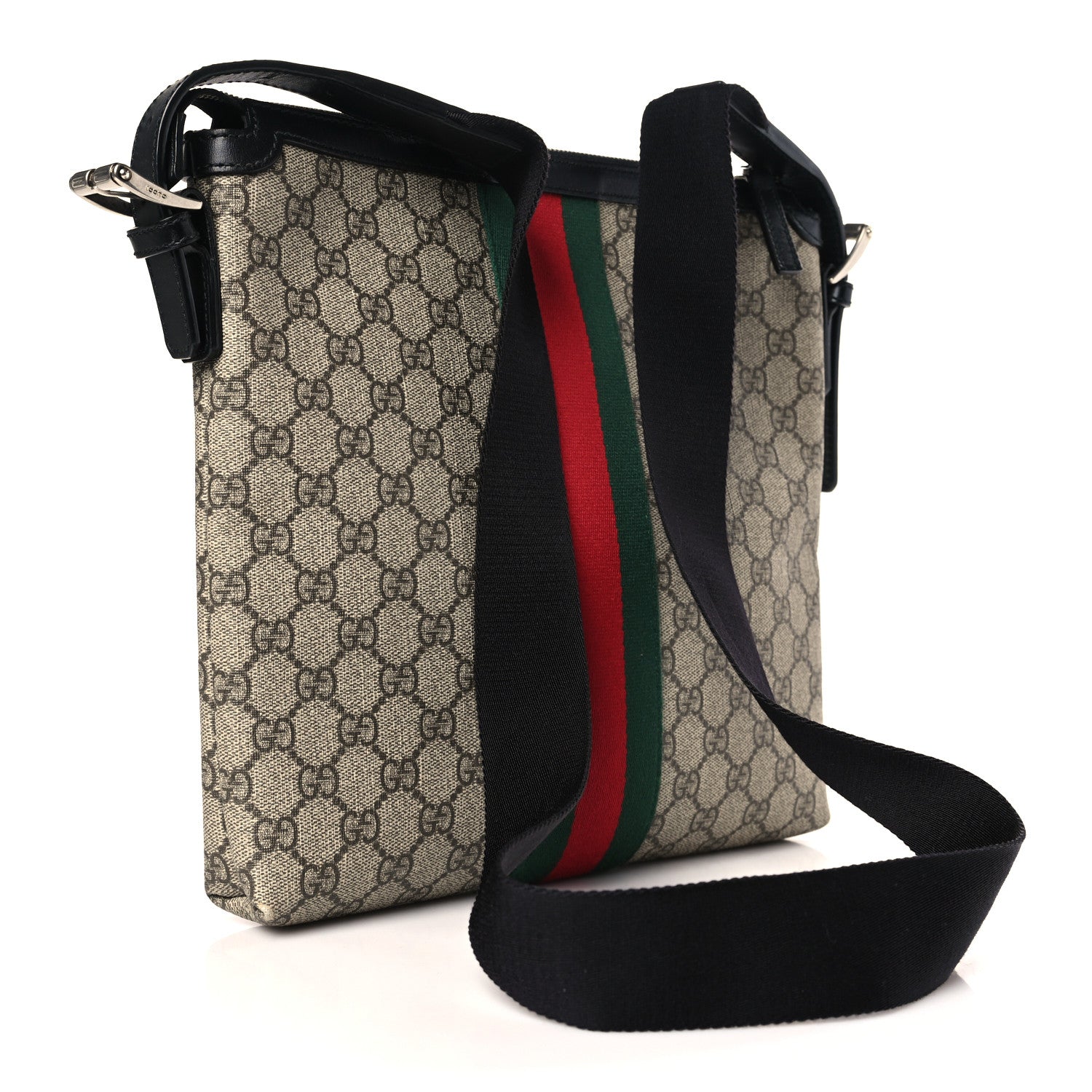 Gucci GG Supreme Monogram Web Messenger Bag Black 3 of 9