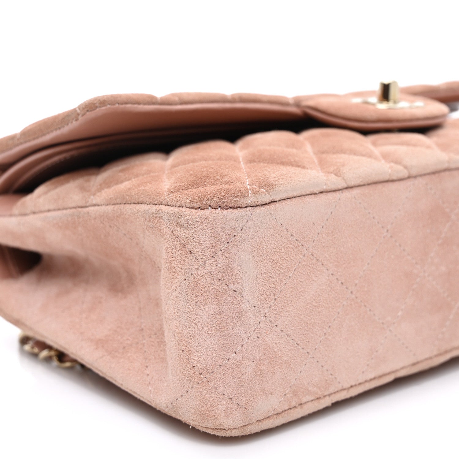 Chanel Suede Quilted Medium Double Flap Light Pink 9 of 10