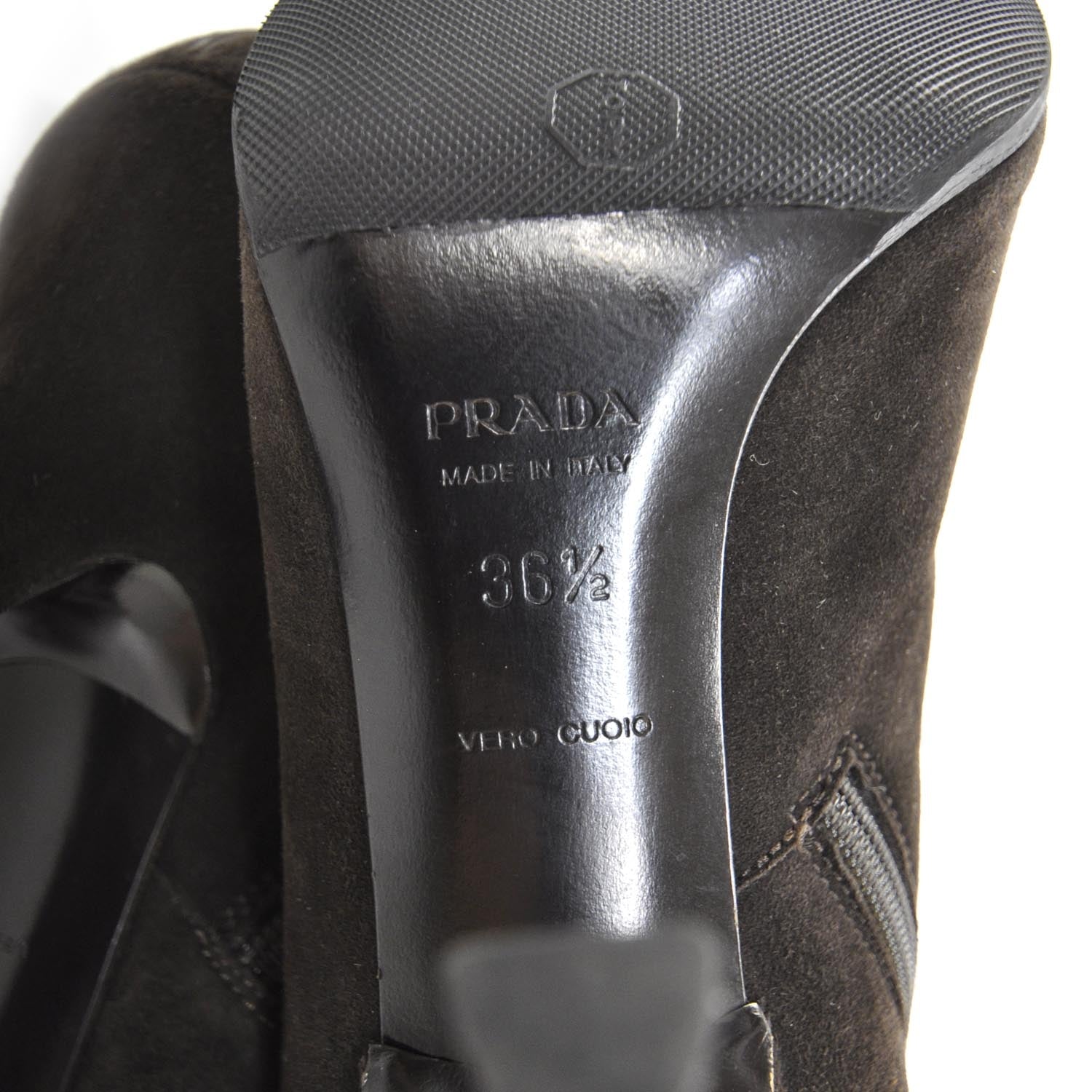 Prada Suede Tall Boots 36.5 Brown 6 of 8