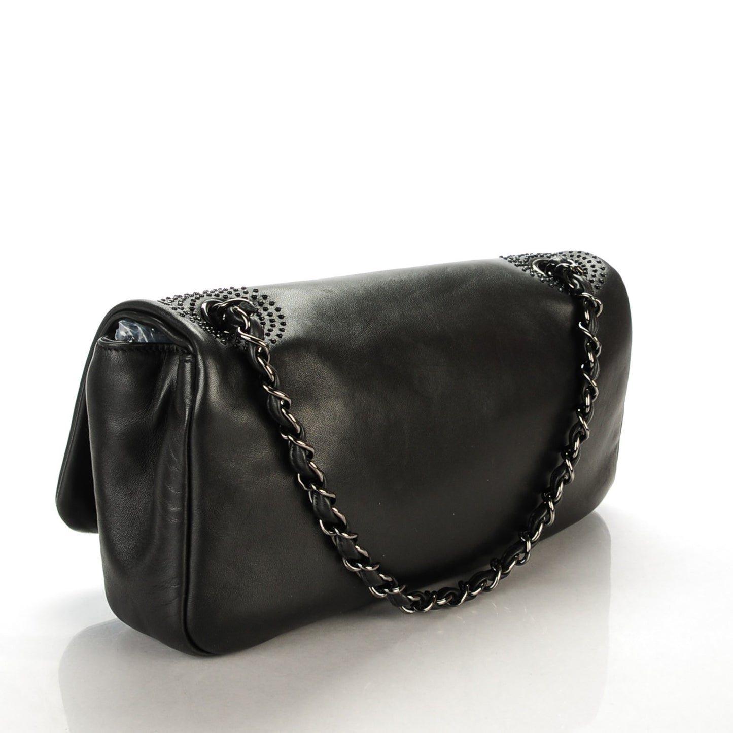 Lambskin Studded CC East West Flap Black
