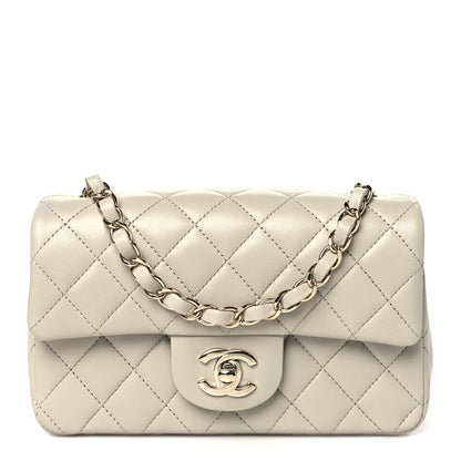 Chanel Lambskin Quilted Mini Rectangular Flap Grey 1 of 11