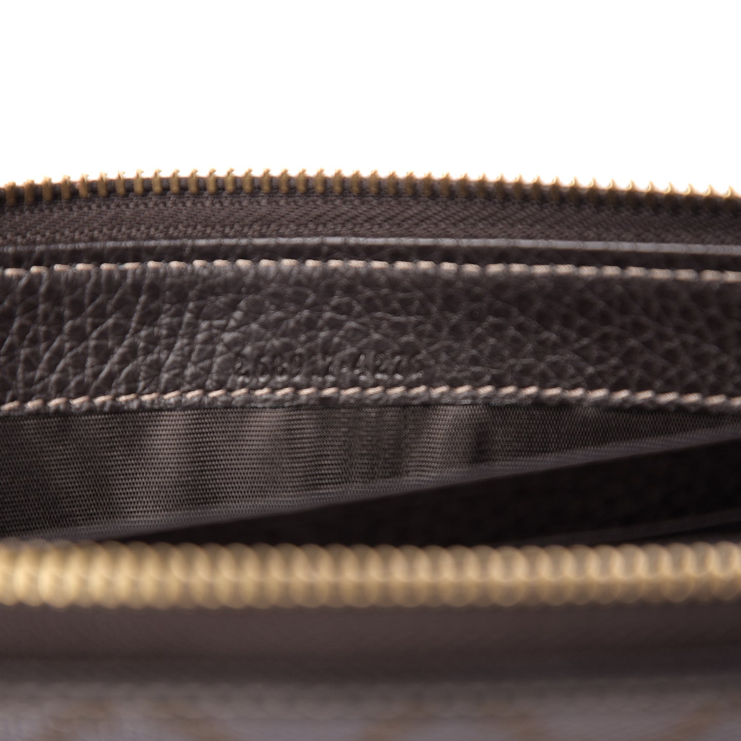 Metallic Monogram Zip Around Wallet Brown
