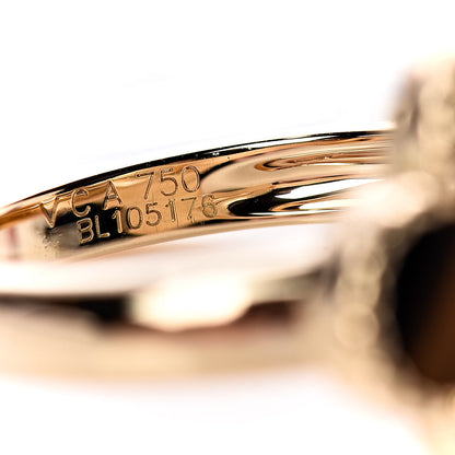 Van Cleef & Arpels 18K Yellow Gold Diamond Tiger's Eye Vintage Alhambra Ring 52 6 5 of 5