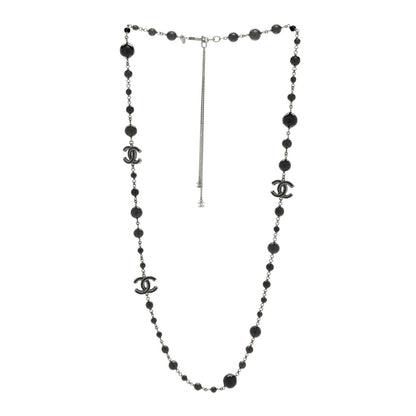 Chanel Ruthenium Enamel Beaded CC Long Necklace Black 3 of 4