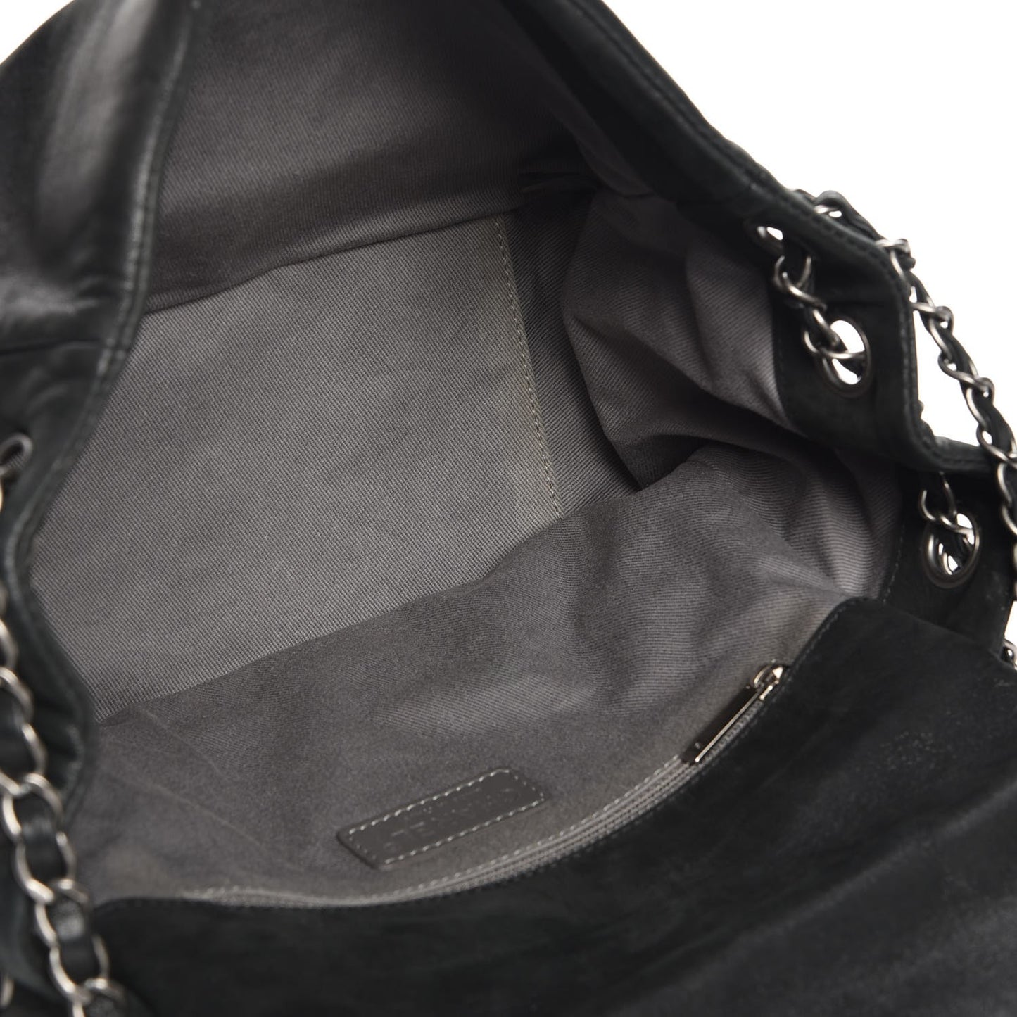 Iridescent Calfskin Glint Accordion Flap Black