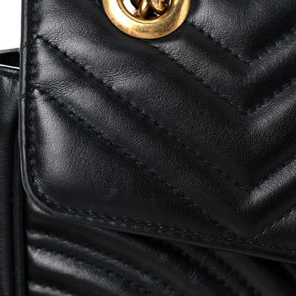 Gucci Calfskin Matelasse Small GG Marmont Shoulder Bag Black 16 of 17
