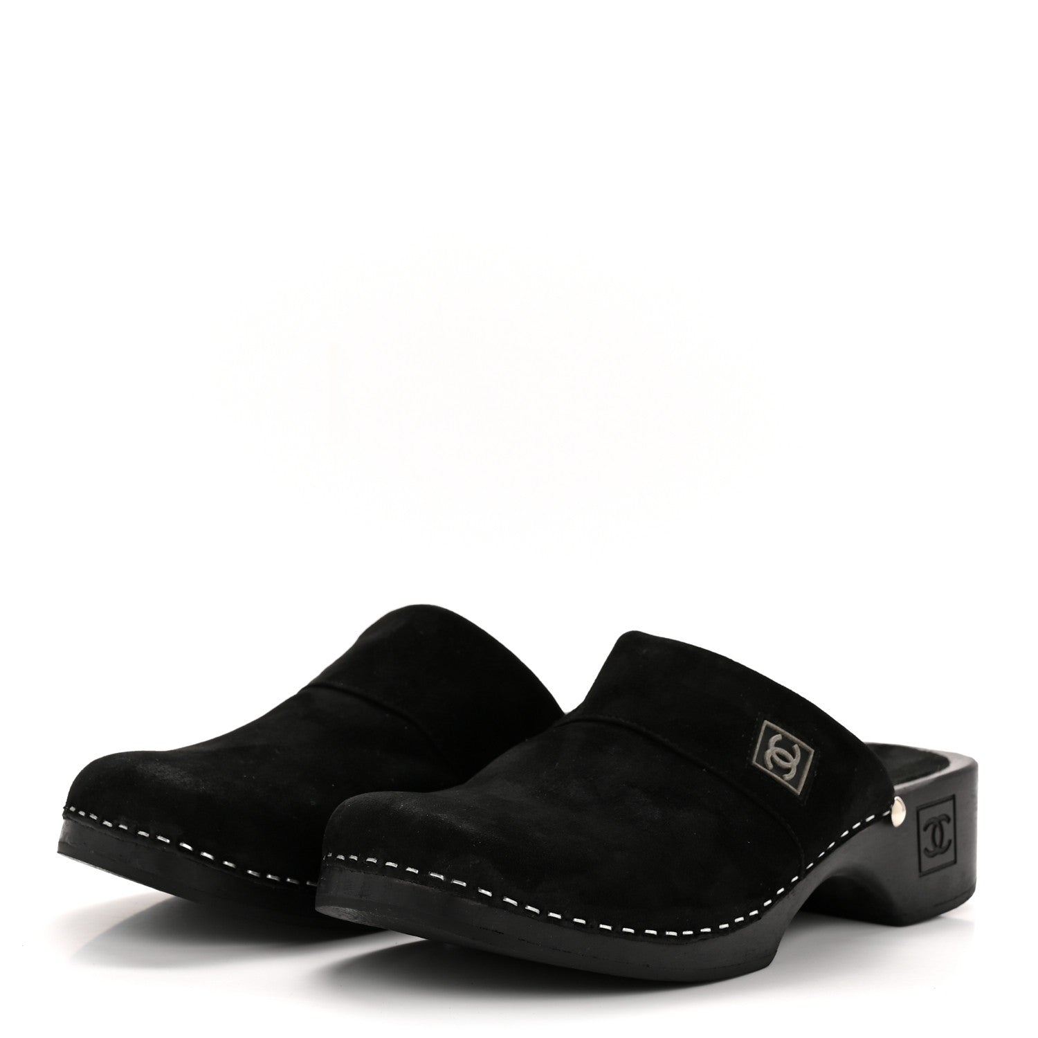 Chanel Suede CC Clogs 37 Black 4 of 9