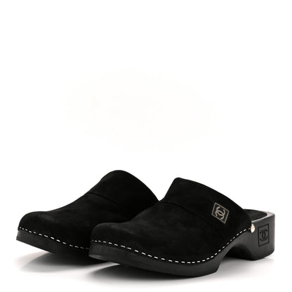 Chanel Suede CC Clogs 37 Black 4 of 9