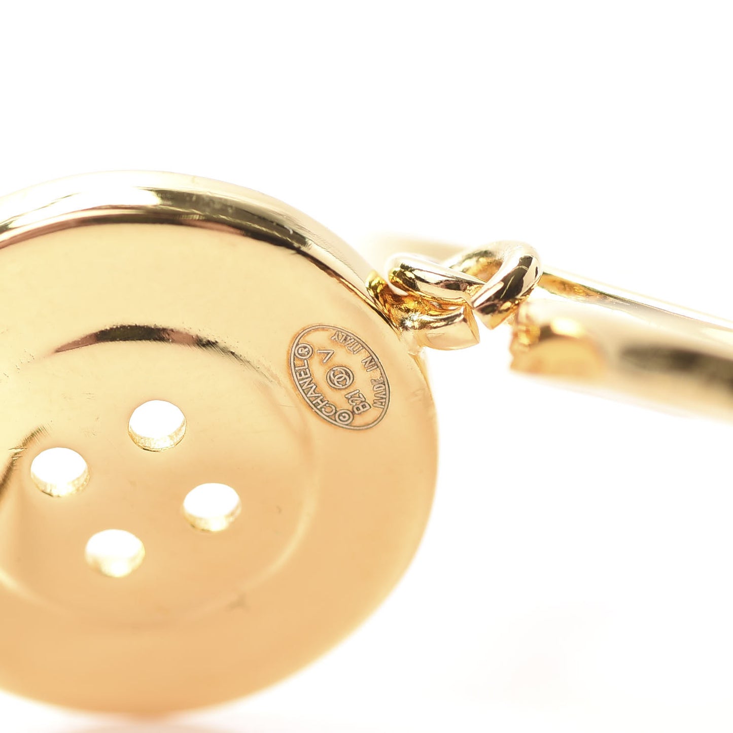 Metal Large Paris Button Earrings Gold