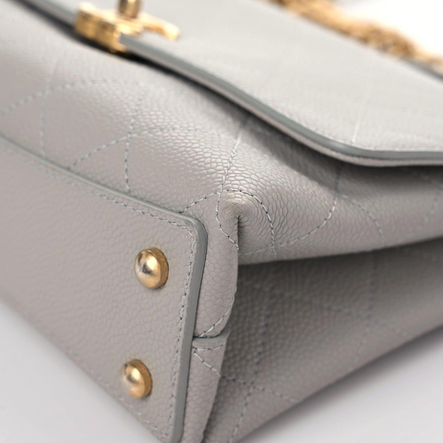 Grained Calfskin Small Stitched Flap Grey