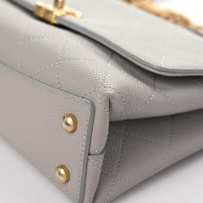 Chanel Grained Calfskin Small Stitched Flap Grey 9 of 11