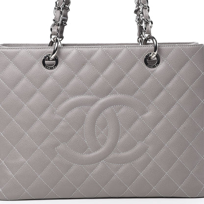 Chanel Caviar Quilted Grand Shopping Tote GST Light Grey 7 of 11