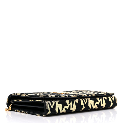 Saint Laurent Canvas Star Print Monogram Chain Wallet Gold Black 4 of 12