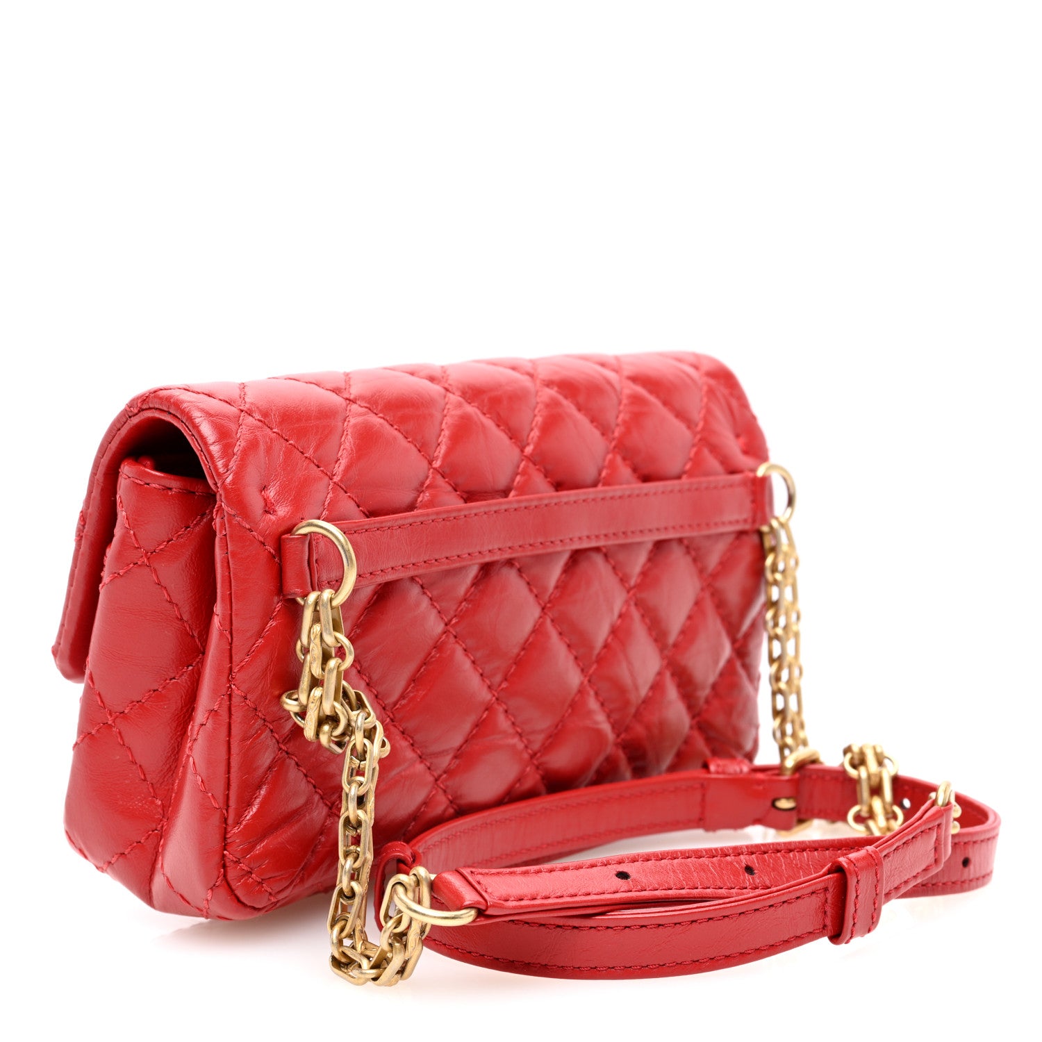 Chanel Aged Calfskin Quilted 2.55 Reissue Flap Belt Bag Red 3 of 10