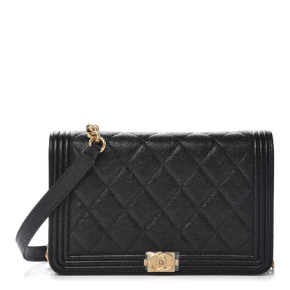 Chanel Caviar Quilted Boy Wallet On Chain WOC Black 1 of 9
