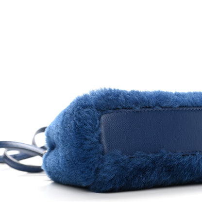 Fendi Shearling Shiny Nappa Micro Peekaboo Iconic Satchel Blue 10 of 11