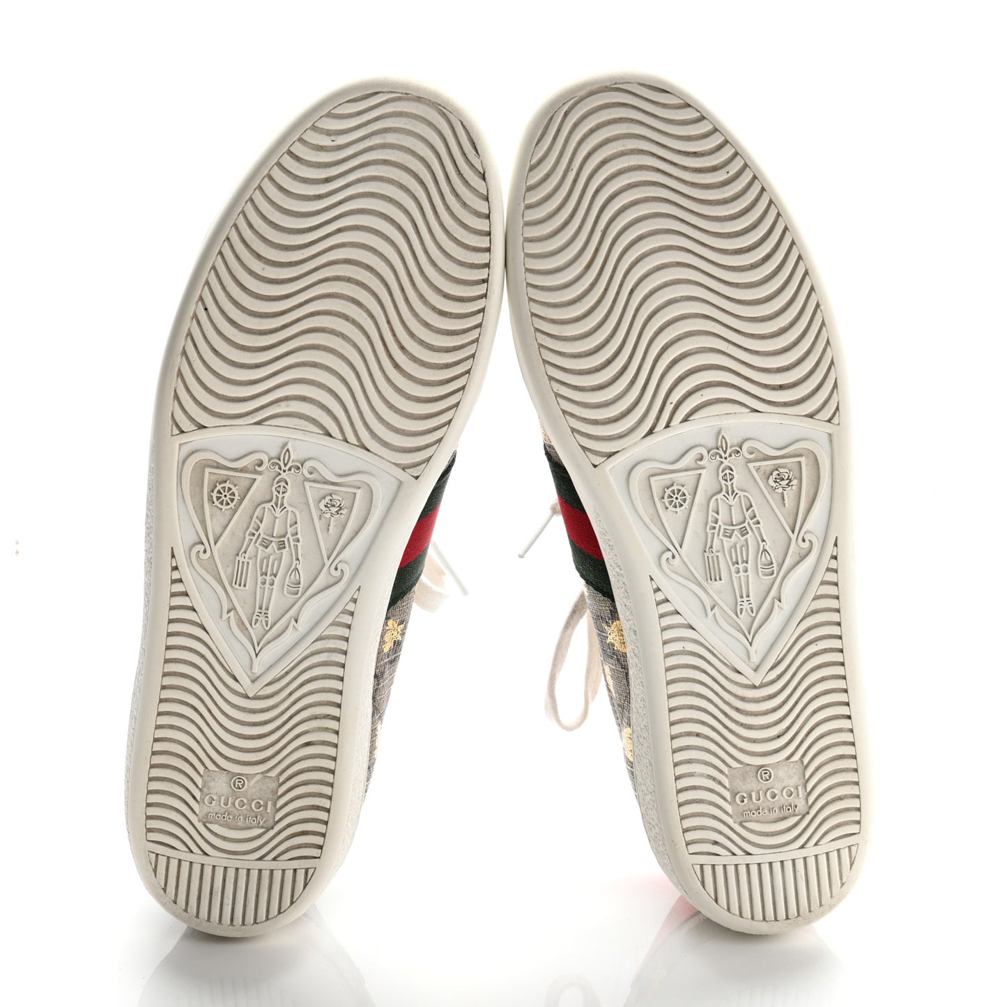 GG Supreme Monogram Bees Ayers Web Womens Ace Sneakers 37.5 Beige Oro Green Red