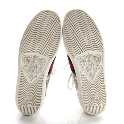 Gucci GG Supreme Monogram Bees Ayers Web Womens Ace Sneakers 37.5 Beige Oro Green Red 6 of 10
