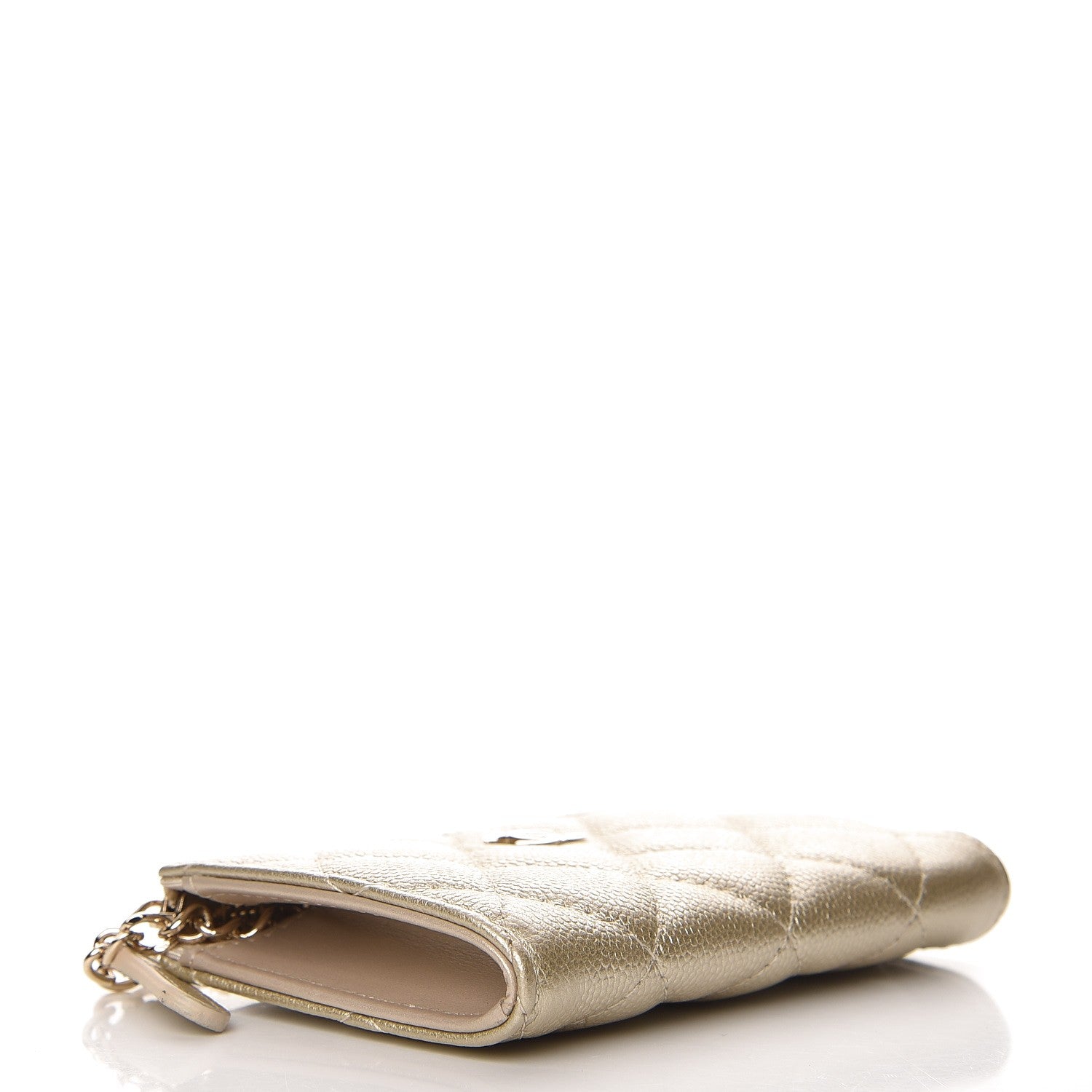 Chanel Metallic Caviar Quilted Key Holder Case Light Gold 4 of 7