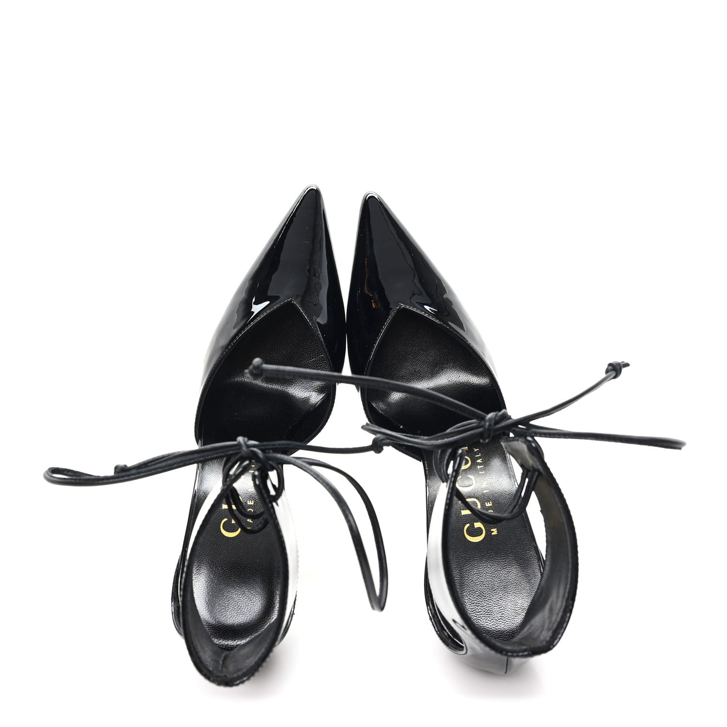 Vitello Vernice Soft Nappa Priscilla Ankle Cuff Pumps 37.5 Black