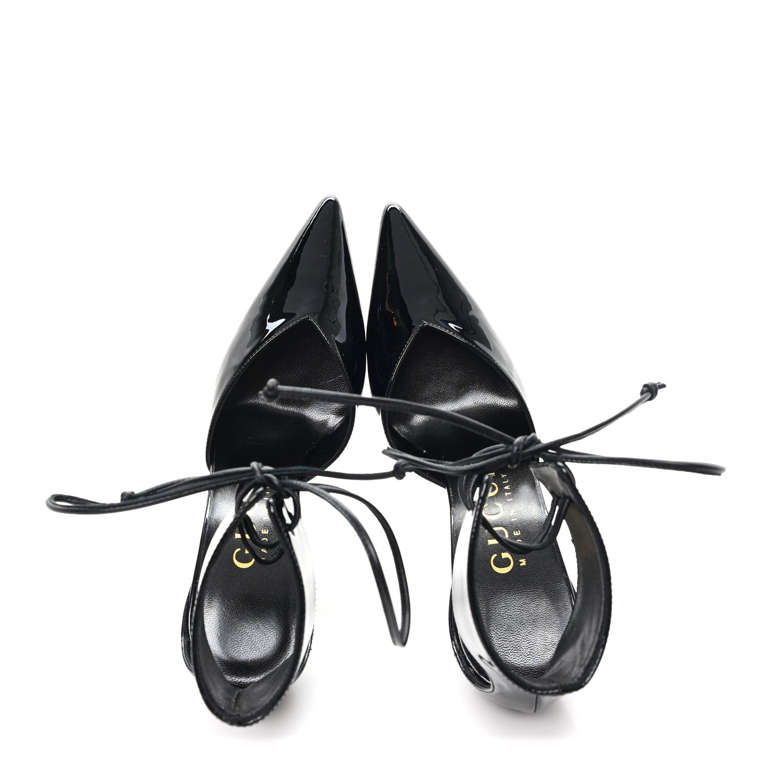 Gucci Vitello Vernice Soft Nappa Priscilla Ankle Cuff Pumps 37.5 Black 2 of 10