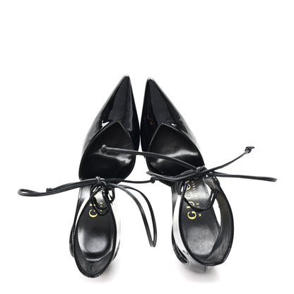 Gucci Vitello Vernice Soft Nappa Priscilla Ankle Cuff Pumps 37.5 Black 2 of 10