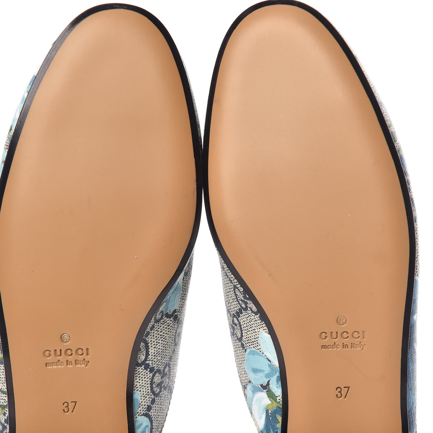 GG Supreme Monogram Blooms Womens Princetown Slippers 37 Beige Blue Navy Hibiscus Red