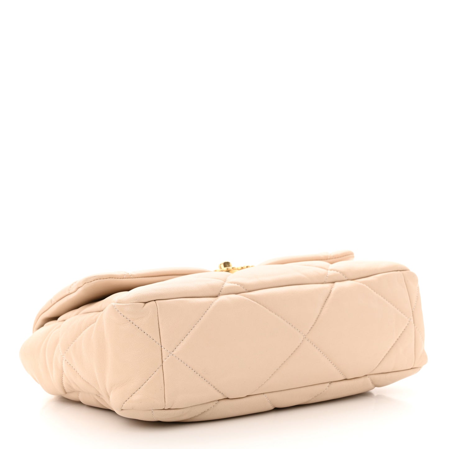Goatskin Quilted Large Chanel 19 Flap Beige