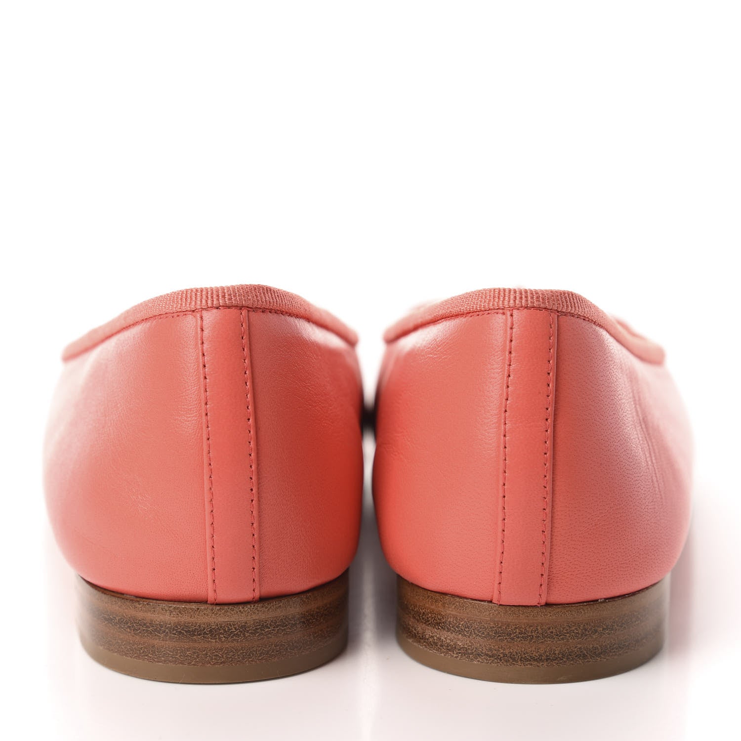 Chanel Lambskin Cap Toe CC Ballerina Flats 37.5 Coral 5 of 10