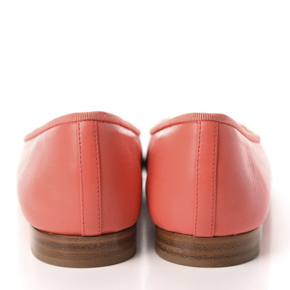 Chanel Lambskin Cap Toe CC Ballerina Flats 37.5 Coral 5 of 10