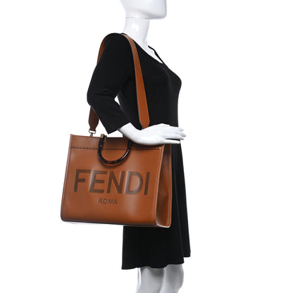 Fendi Vitello King Plexiglass Medium Fendi Sunshine Shopper Tote Cuoio 2 of 11