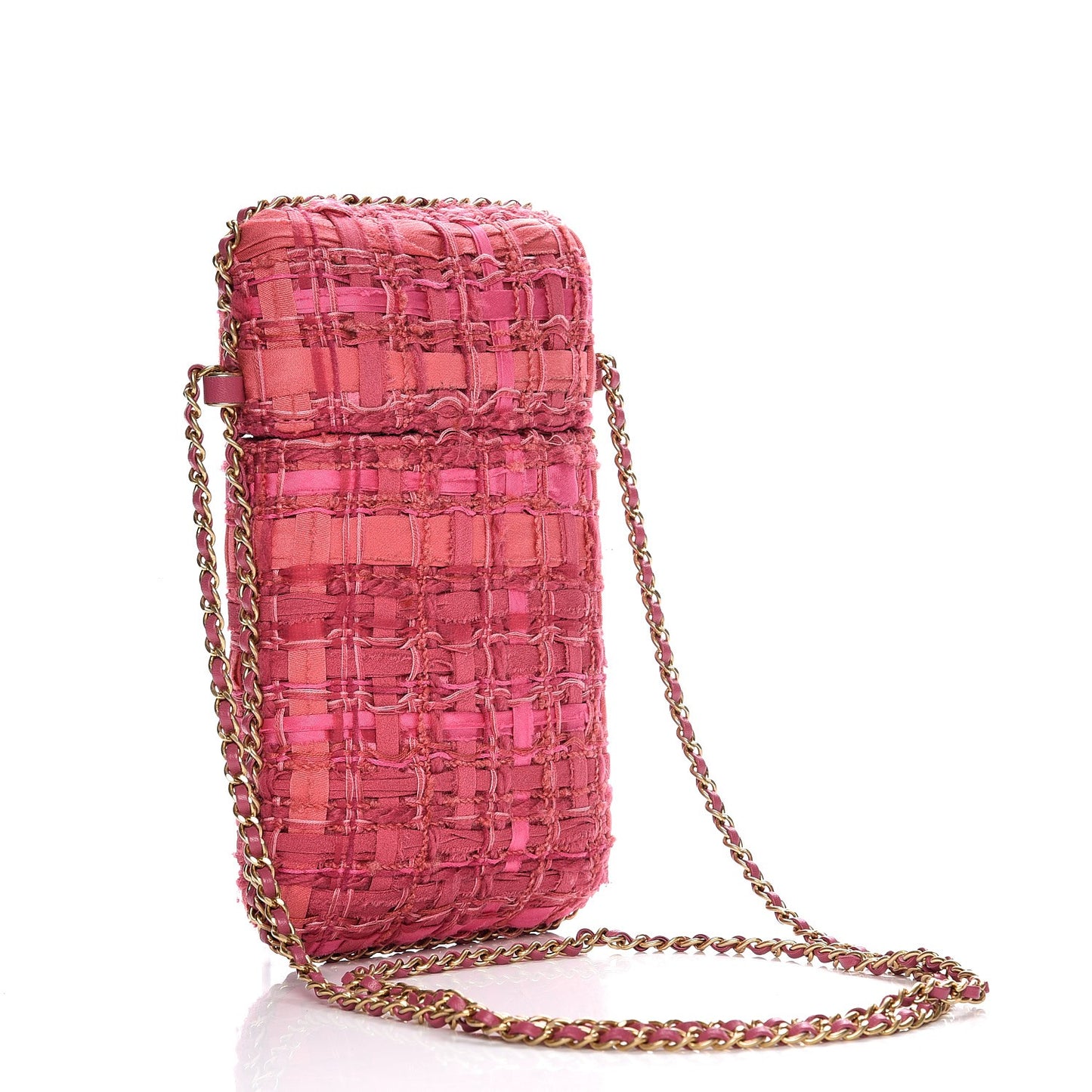 Tweed Chain Around Phone Holder Pink