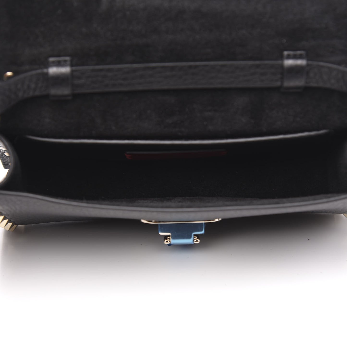 Pebbled Calfskin Small Rockstud Overlay Flap Shoulder Bag Black