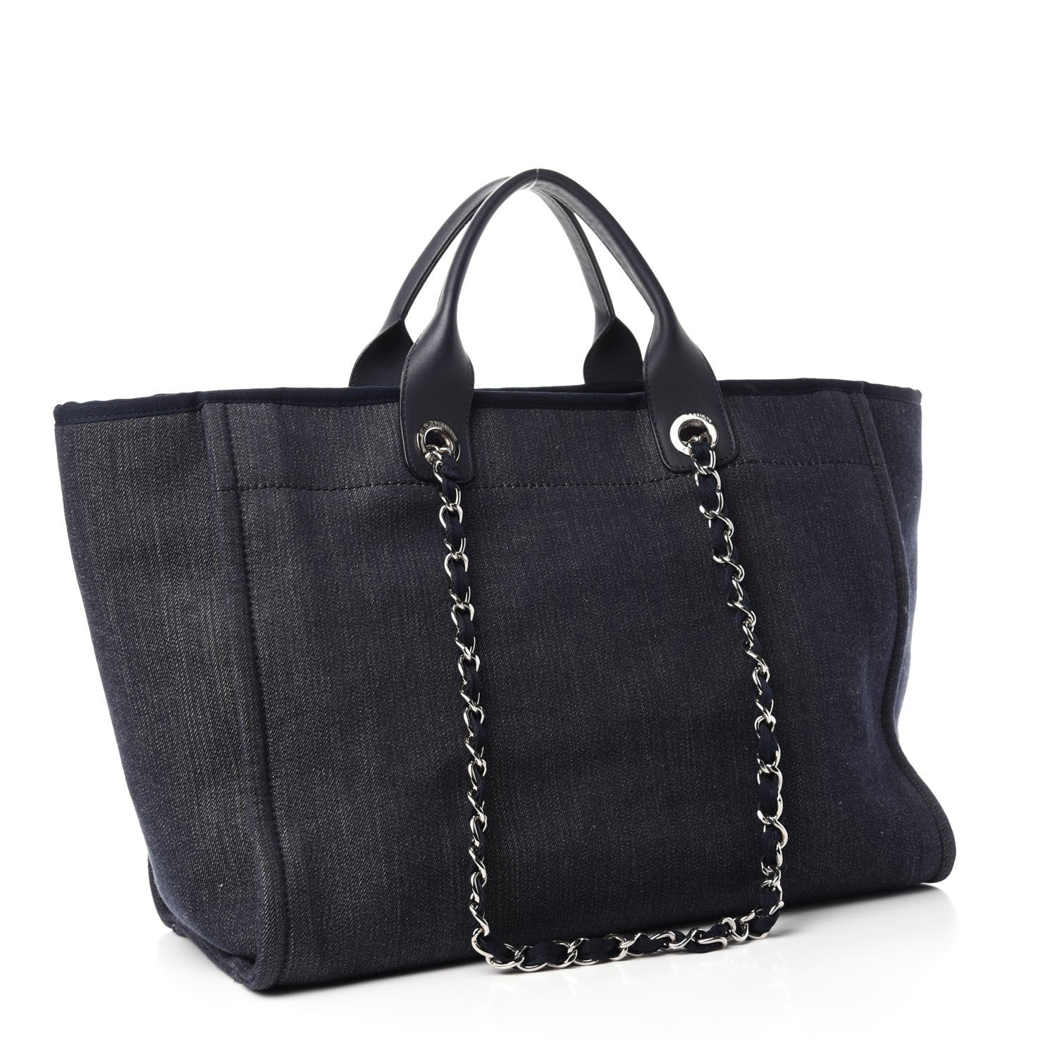 Chanel Denim Medium Deauville Tote Dark Blue 3 of 10