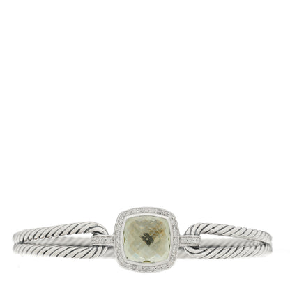David Yurman Sterling Silver Diamond Prasiolite 10mm Albion Cable Bracelet 1 of 3