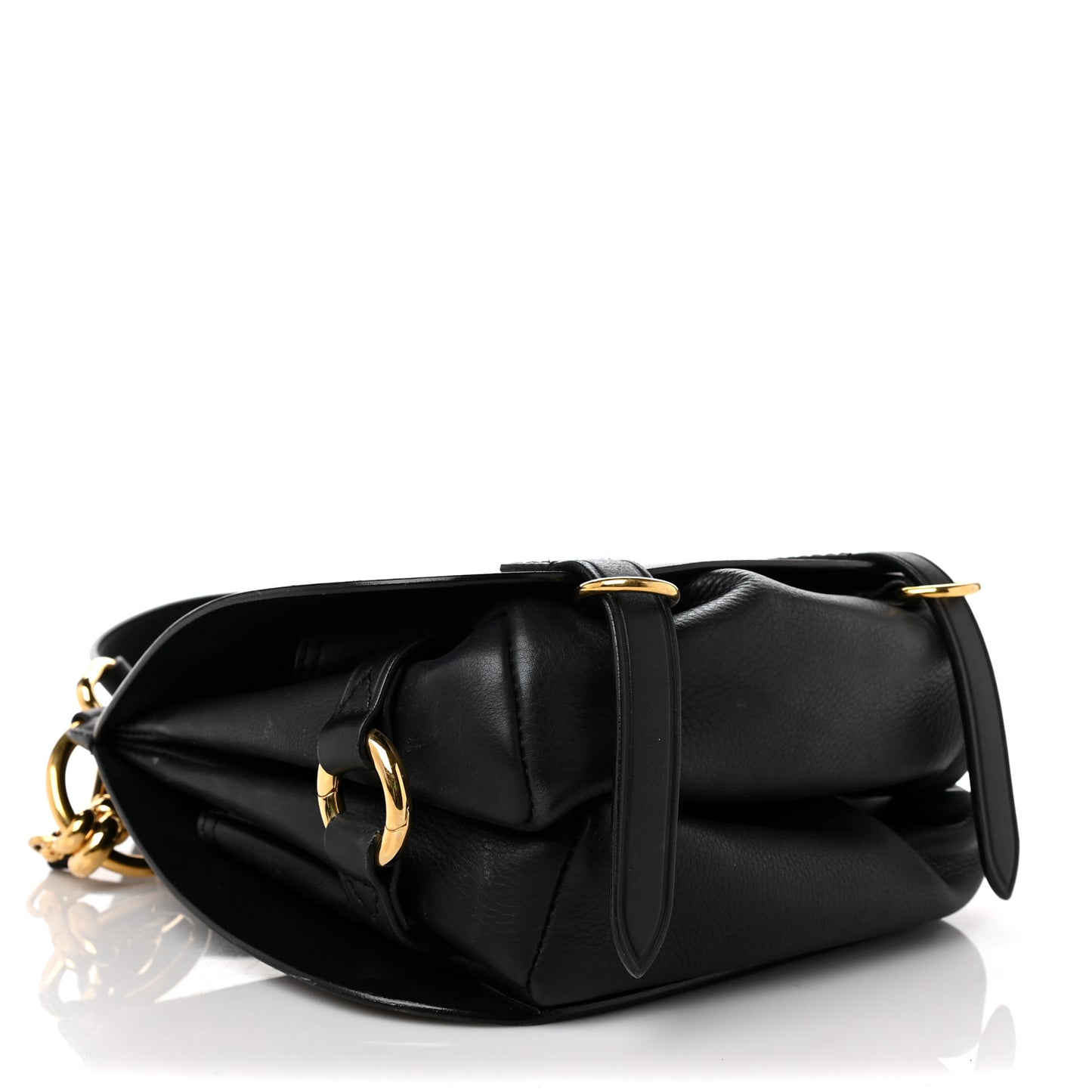Calfskin Large Bridle Saddle Bag Black