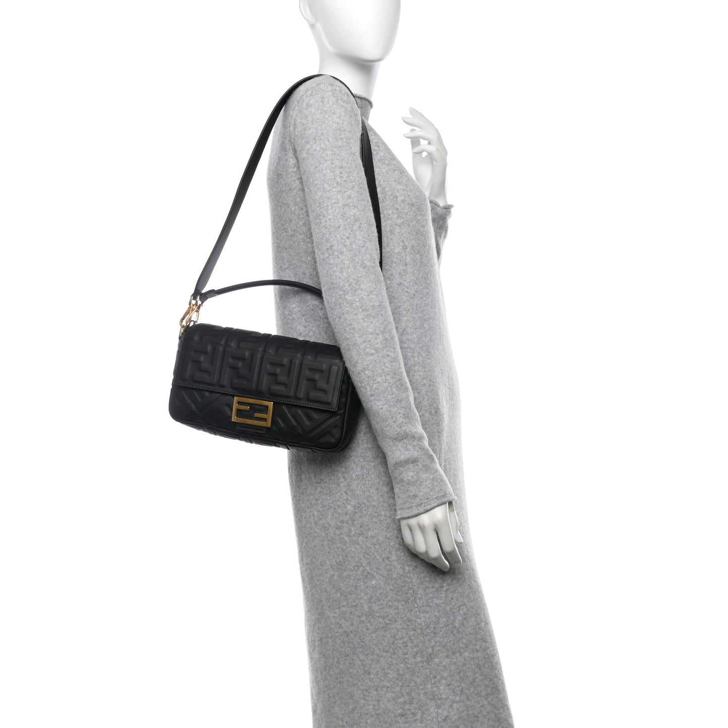 Nappa FF 1974 Embossed Baguette Black