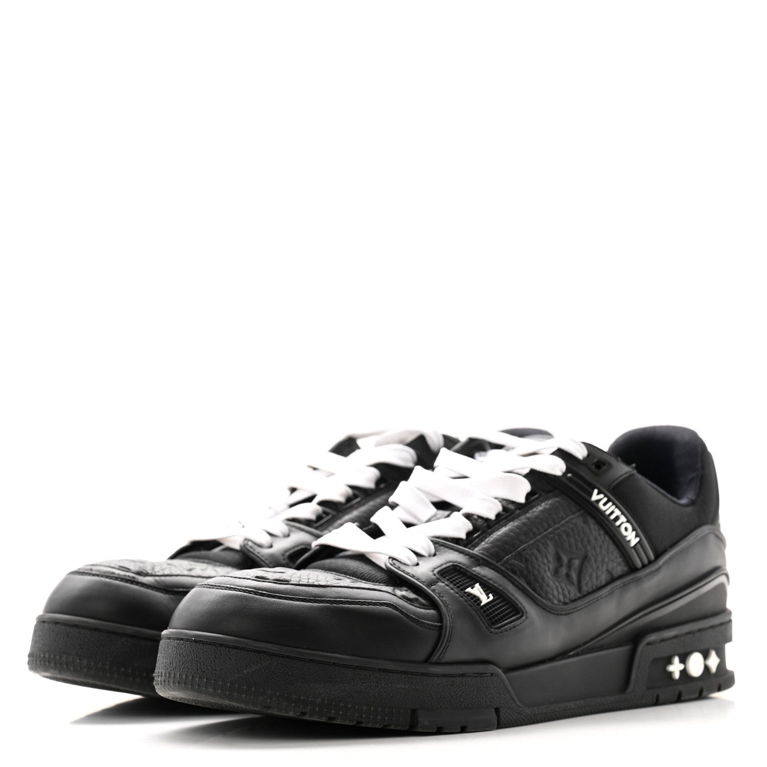 Louis Vuitton Calfskin Monogram Mens LV Trainer Sneakers 9 Black 3 of 9