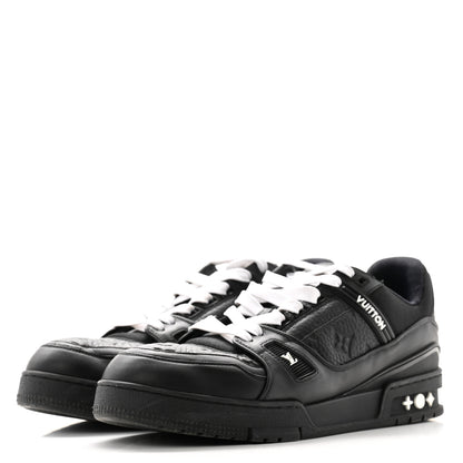 Louis Vuitton Calfskin Monogram Mens LV Trainer Sneakers 9 Black 3 of 9