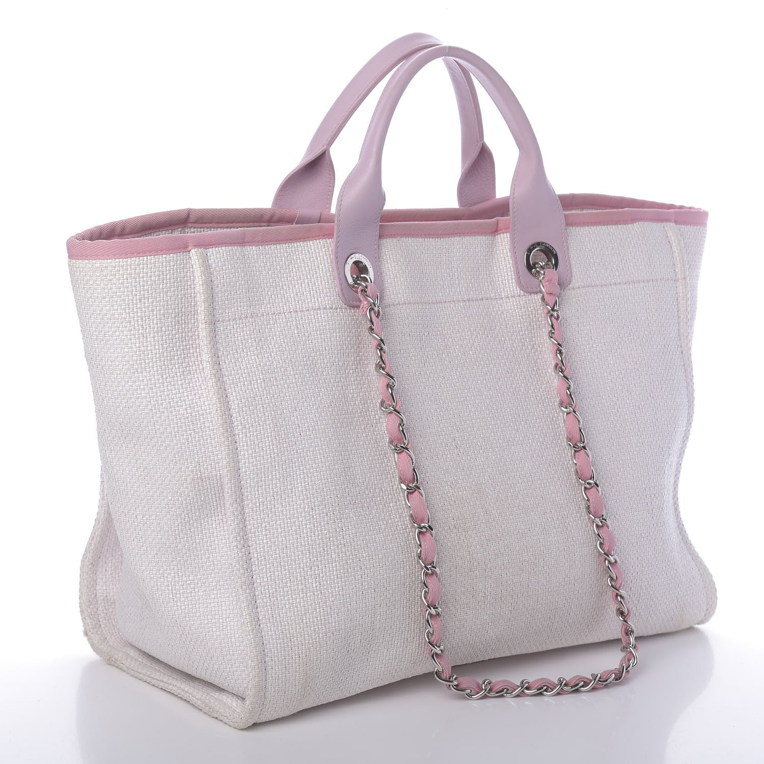Chanel Canvas Medium Deauville Tote Pink 3 of 10