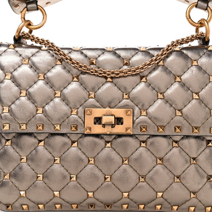 Valentino Garavani Metallic Lambskin Medium Rockstud Spike Shoulder Bag Sasso 7 of 10