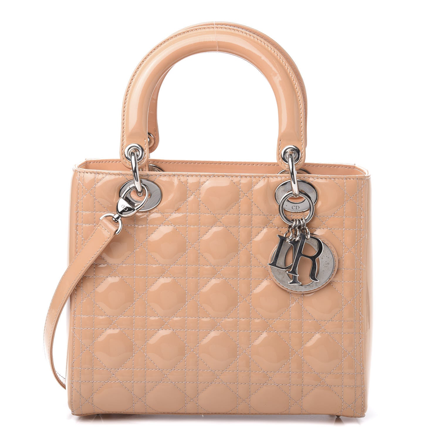 Christian Dior Patent Cannage Medium Lady Dior Beige 1 of 11