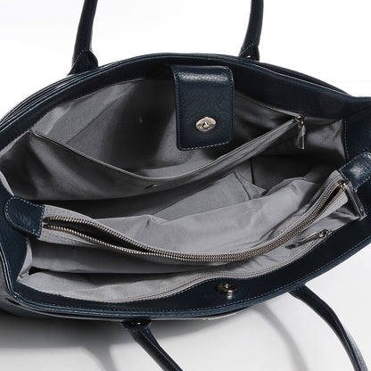 Chanel Deerskin Cerf Executive Shopper Tote Navy 5 of 8
